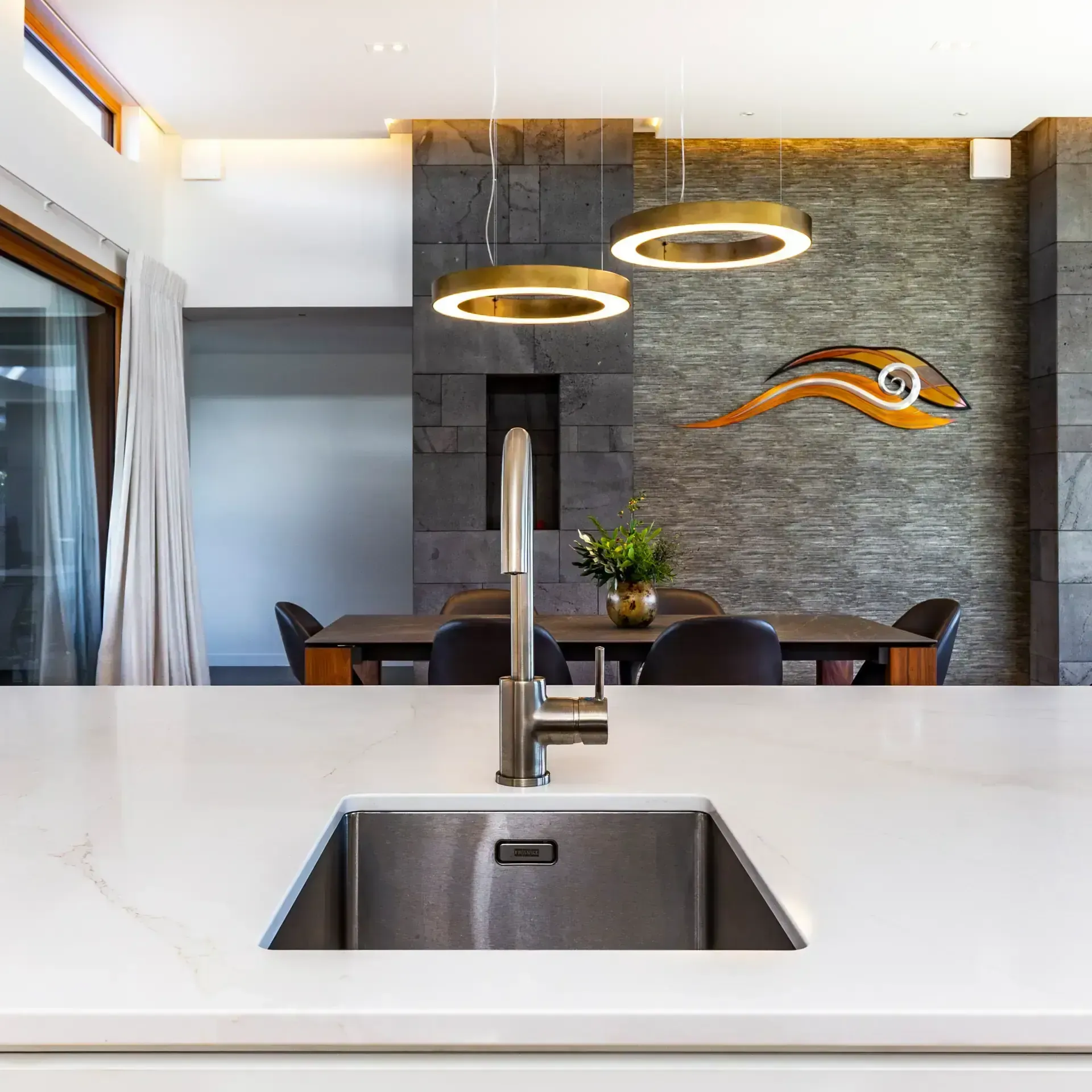 Kitchen sink stone installation