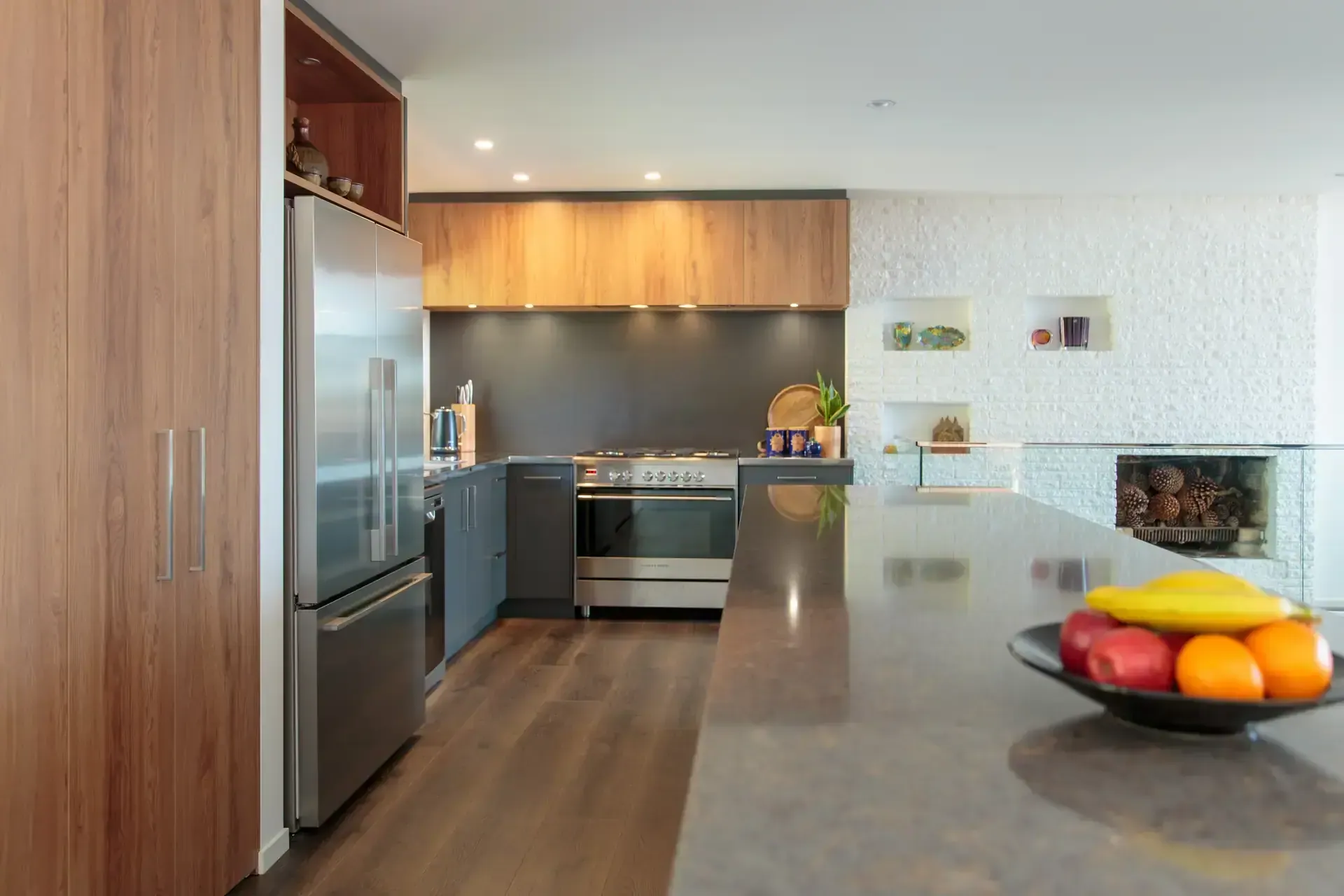 Full height stone cladding